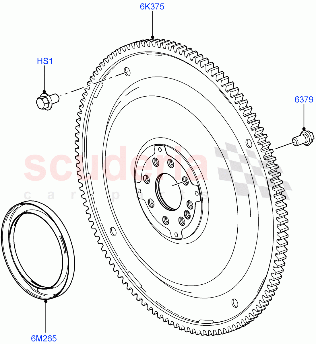 Flywheel(3.6L V8 32V DOHC EFi Diesel Lion)((V)FROM7A000001,(V)TO9A999999) of Land Rover Land Rover Range Rover Sport (2005-2009) [3.6 V8 32V DOHC EFI Diesel]