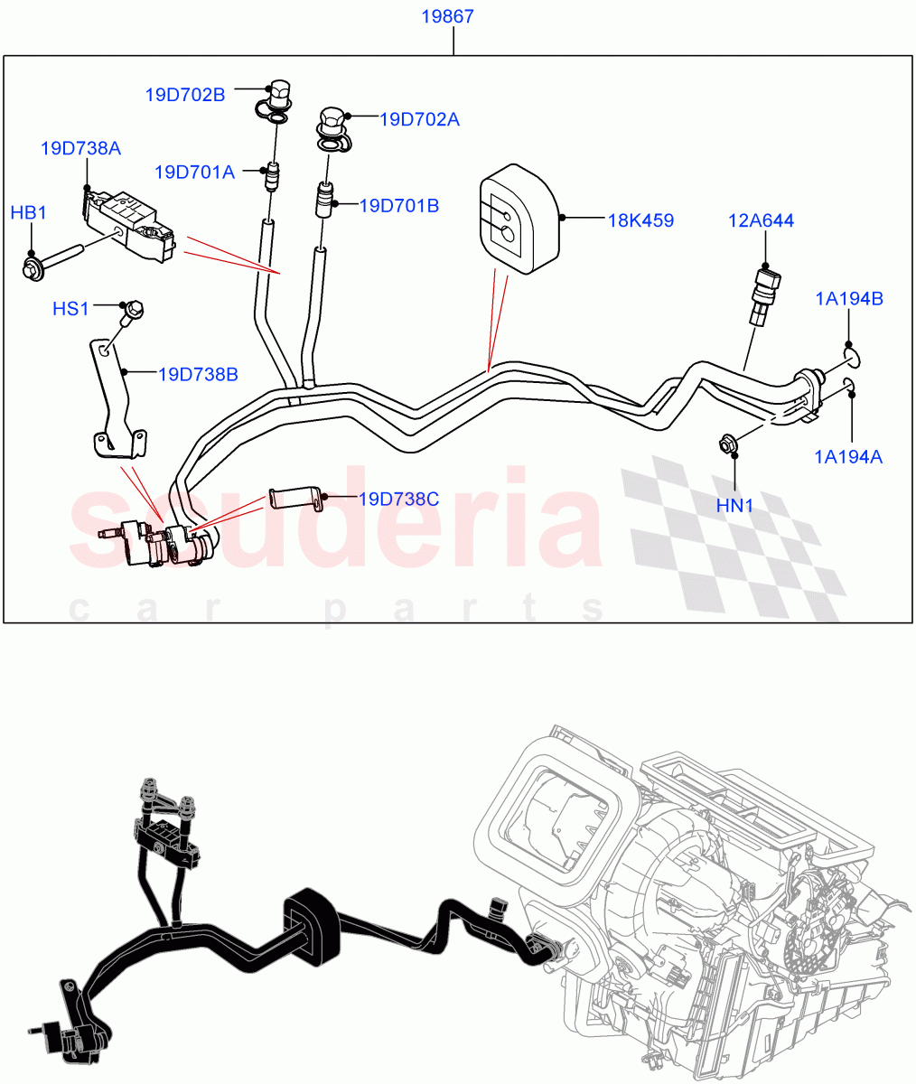 Air Conditioning System (Itatiaia (Brazil), Air Conditioning Refrigerant-R134A) of Land Rover Land Rover Range Rover Evoque (2019+) [1.5 I3 Turbo Petrol AJ20P3]