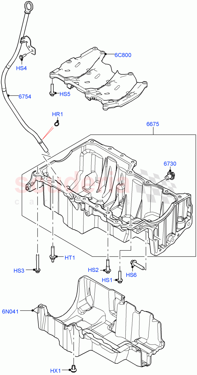 Oil Pan/Oil Level Indicator(2.0L I4 DSL MID DOHC AJ200,Itatiaia (Brazil),2.0L I4 DSL HIGH DOHC AJ200)((V)FROMGT000001) of Land Rover Land Rover Discovery Sport (2015+) [2.0 Turbo Diesel]