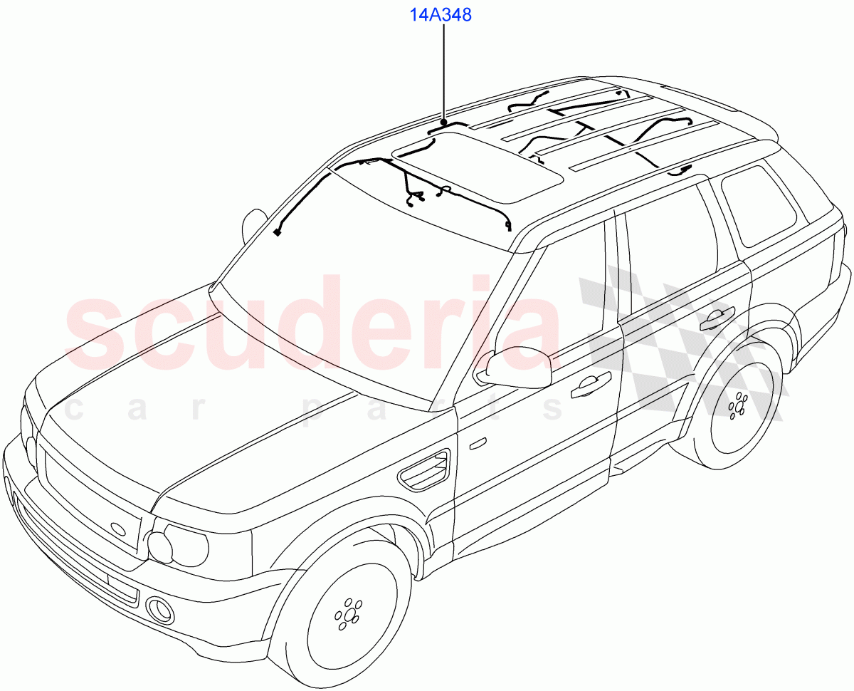 Electrical Wiring - Body And Rear (Roof) ((V) TO9A999999) of Land Rover Land Rover Range Rover Sport (2005-2009) [2.7 Diesel V6]