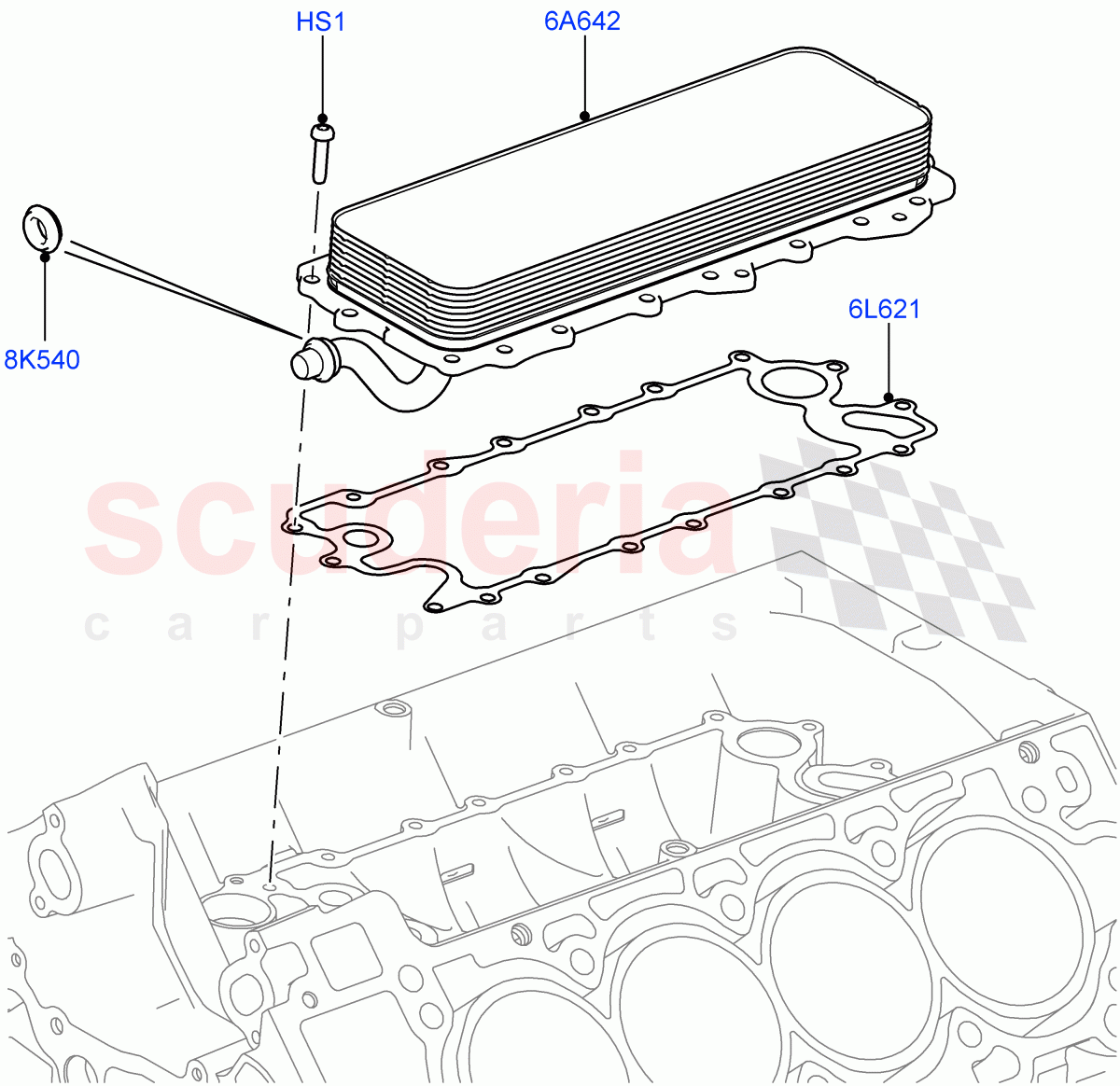 Oil Cooler And Filter (Oil Cooler) (5.0L OHC SGDI NA V8 Petrol - AJ133) ((V) FROMAA000001) of Land Rover Land Rover Range Rover (2012-2021) [5.0 OHC SGDI NA V8 Petrol]