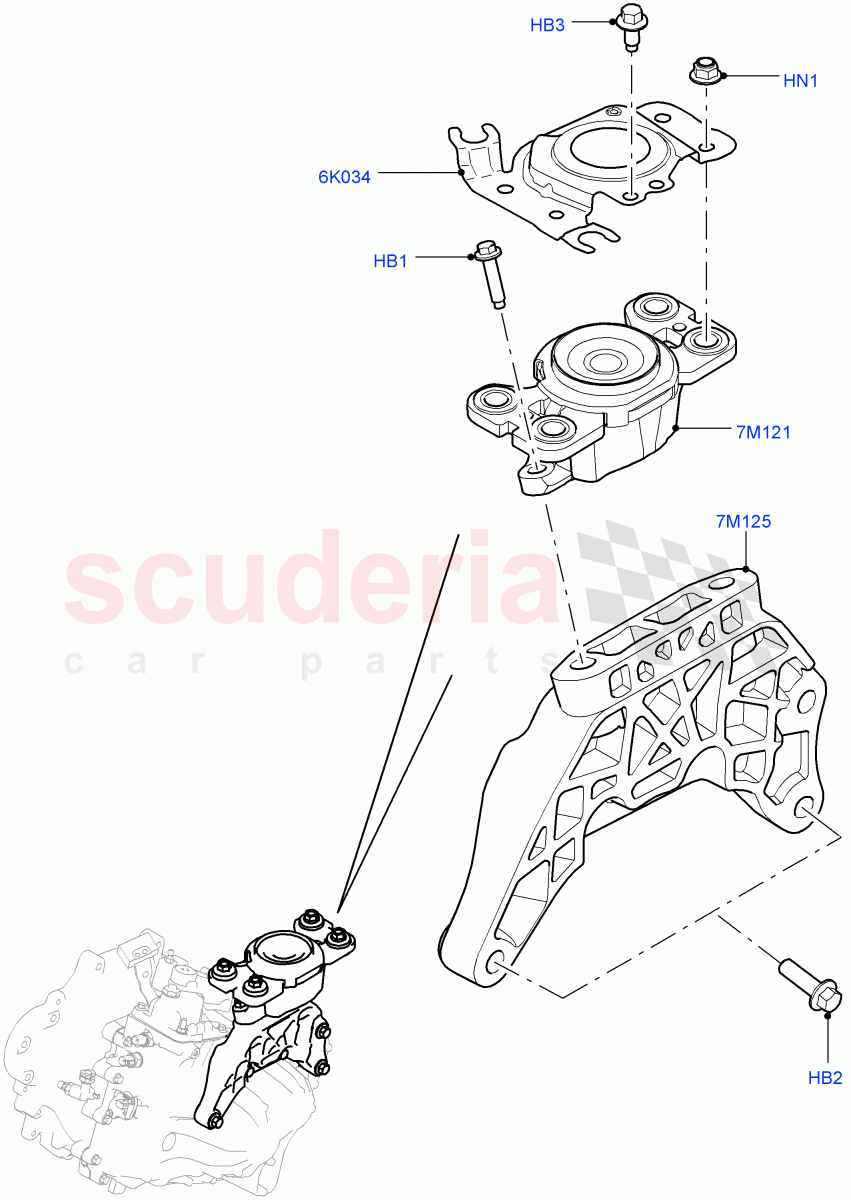 Transmission Mounting(2.2L CR DI 16V Diesel,6 Speed Manual Trans M66 - AWD,Halewood (UK)) of Land Rover Land Rover Discovery Sport (2015+) [2.0 Turbo Diesel AJ21D4]