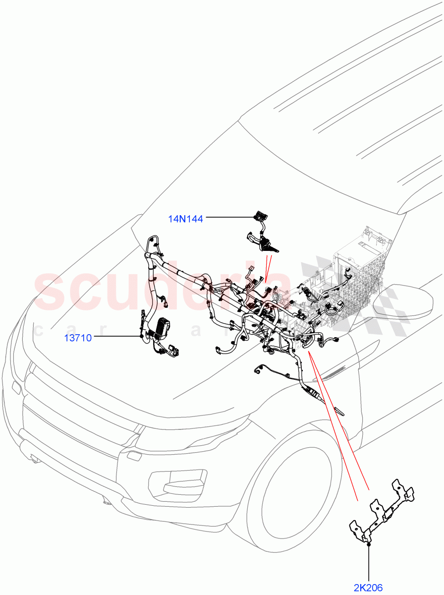 Electrical Wiring - Engine And Dash(Facia)(3 Door,Halewood (UK),5 Door)((V)TOGH999999) of Land Rover Land Rover Range Rover Evoque (2012-2018) [2.0 Turbo Petrol AJ200P]