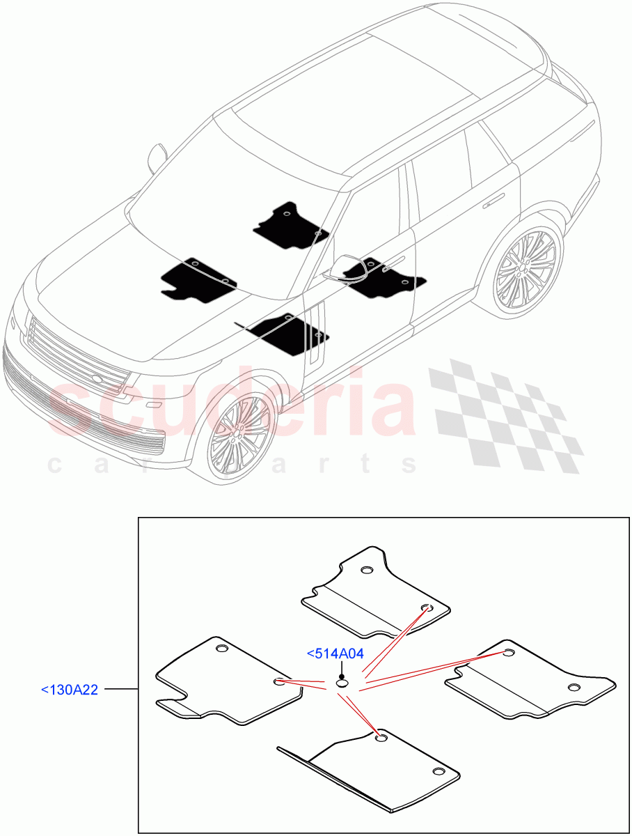 Floor Trim(Floor Mats)(FLOOR MAT - SVO BESPOKE PREM,Front Floor Carpet Mats,Front Floor Mats - Premium) of Land Rover Land Rover Range Rover (2022+) [3.0 I6 Turbo Petrol AJ20P6]