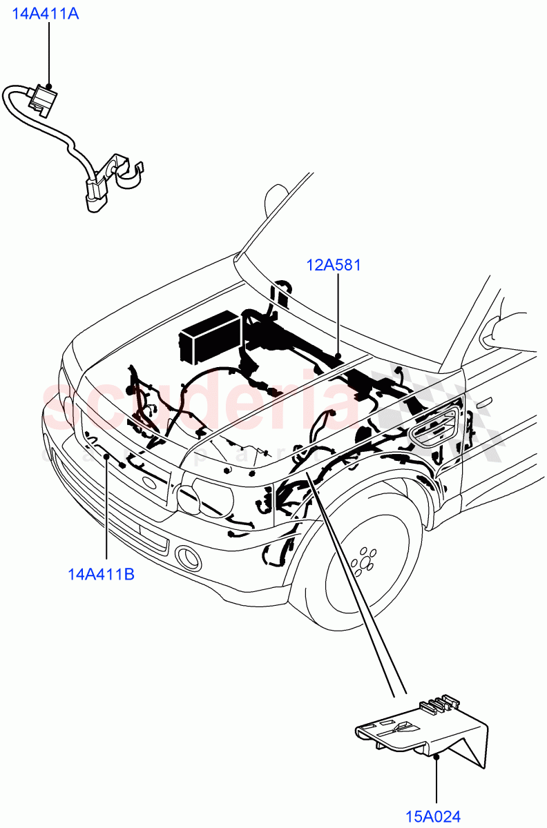 Electrical Wiring - Engine And Dash(Engine Compartment)((V)TO9A999999) of Land Rover Land Rover Range Rover Sport (2005-2009) [4.2 Petrol V8 Supercharged]