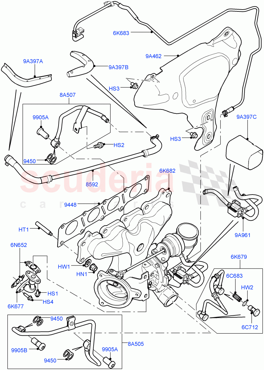 Turbocharger(2.0L 16V TIVCT T/C 240PS Petrol,Changsu (China))((V)FROMEG000001) of Land Rover Land Rover Discovery Sport (2015+) [2.0 Turbo Petrol GTDI]