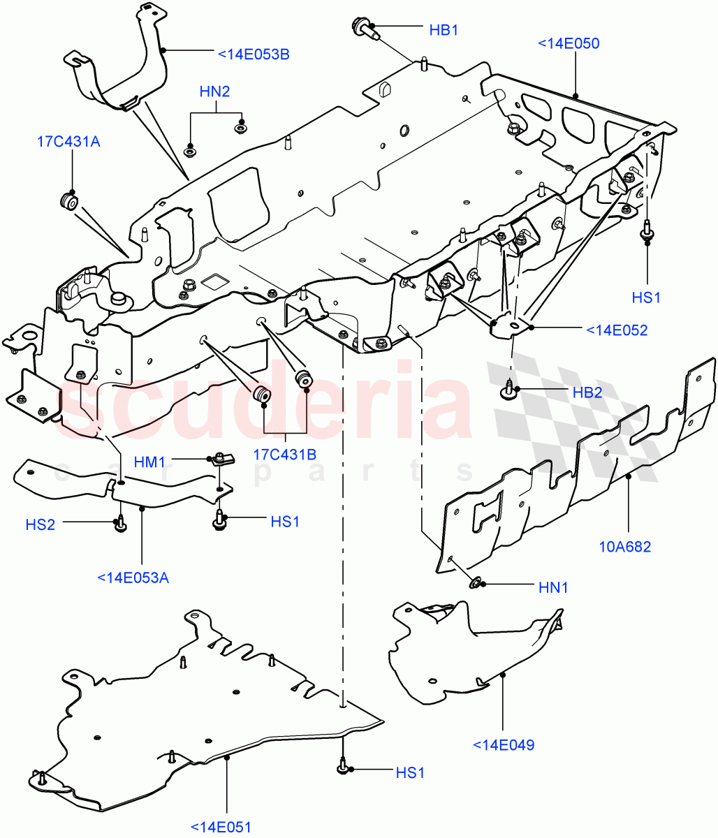 Hybrid Electrical Modules(Traction Battery And Inverter Cradle)(3.0 V6 Diesel Electric Hybrid Eng,8 Speed Auto Trans ZF 8HP70 HEV 4WD,3.0 V6 D Gen2 Mono Turbo,3.0 V6 D Gen2 Twin Turbo)((V)FROMFA000001) of Land Rover Land Rover Range Rover Sport (2014+) [3.0 I6 Turbo Diesel AJ20D6]