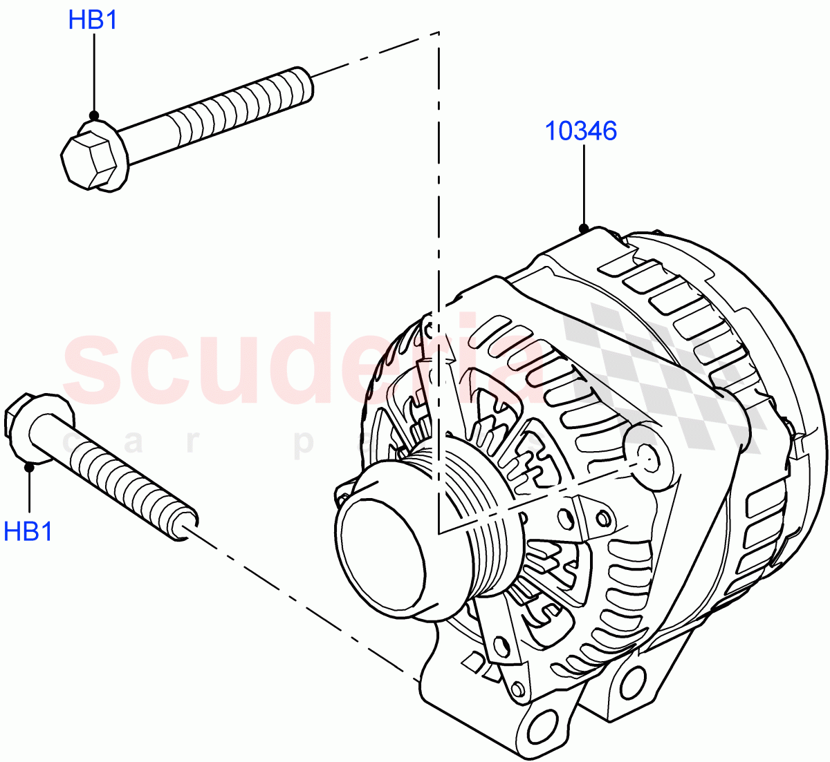 Alternator And Mountings (3.0 V6 D Gen2 Twin Turbo) of Land Rover Land Rover Range Rover Velar (2017+) [3.0 I6 Turbo Petrol AJ20P6]