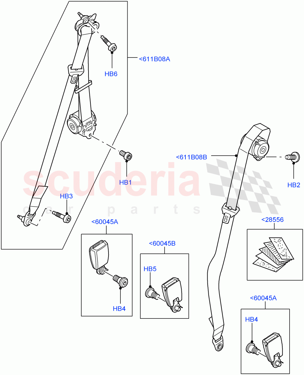 Rear Seat Belts(With 35/30/35 Split Fold Rear Seat)((V)FROMAA000001) of Land Rover Land Rover Discovery 4 (2010-2016) [4.0 Petrol V6]