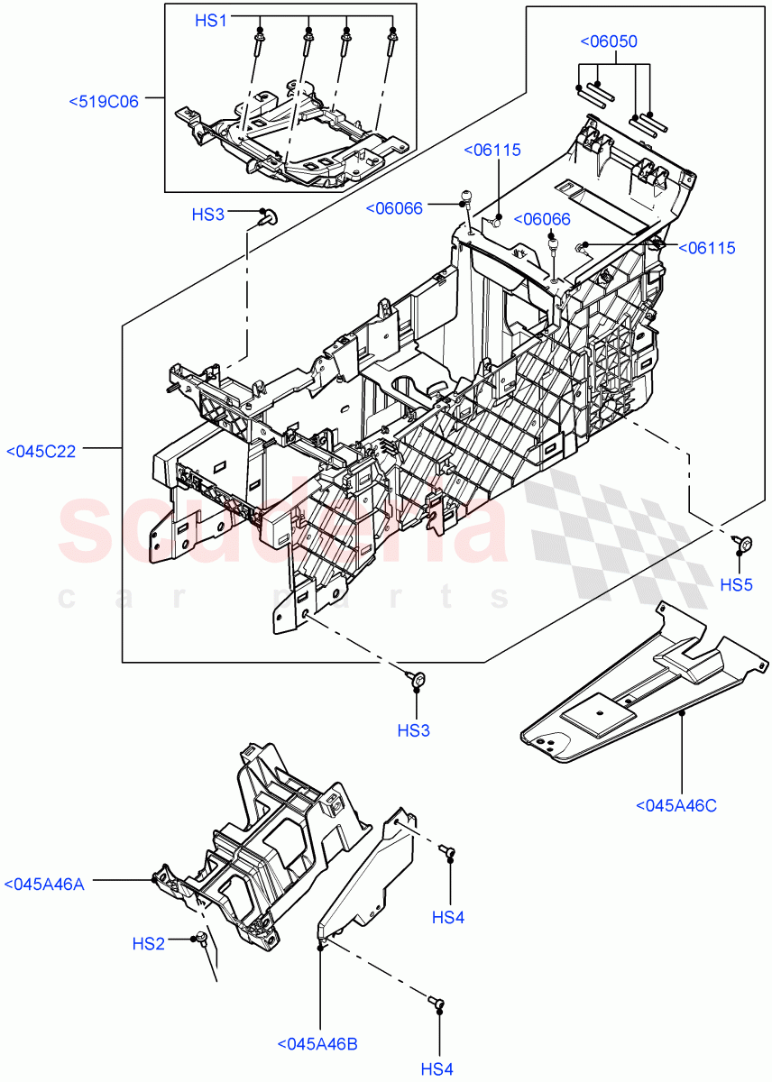 Console - Floor (Internal Components) (Halewood (UK)) of Land Rover Land Rover Range Rover Evoque (2012-2018) [2.2 Single Turbo Diesel]