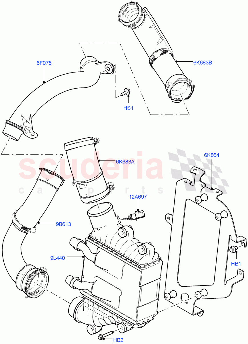 Intercooler/Air Ducts And Hoses (2.0L I4 DSL MID DOHC AJ200, Itatiaia (Brazil)) ((V) FROMGT000001) of Land Rover Land Rover Discovery Sport (2015+) [2.0 Turbo Diesel]