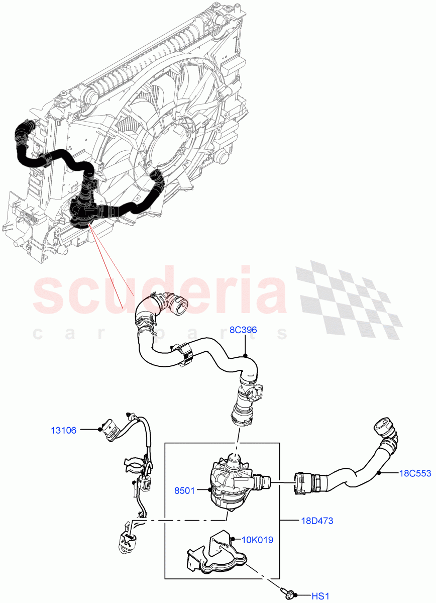 Water Pump(Auxiliary Unit)(2.0L AJ21D4 Diesel Mid)((V)FROMMA000001) of Land Rover Land Rover Range Rover Velar (2017+) [2.0 Turbo Diesel AJ21D4]