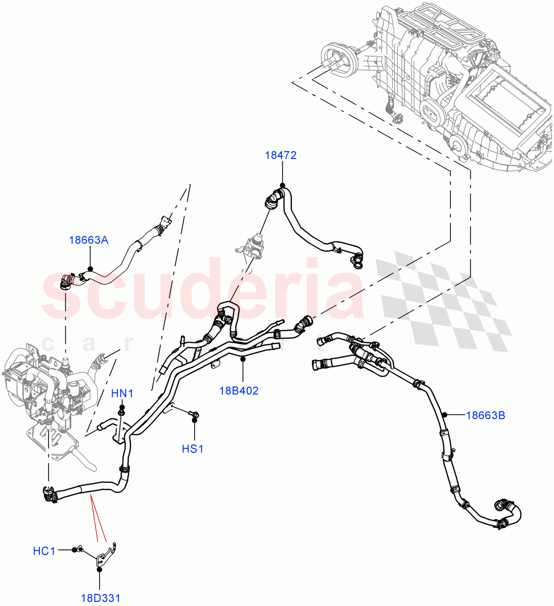 Heater Hoses(3.0L AJ20P6 Petrol High,Fuel Heater W/Pk Heat With Remote)((V)FROMMA000001) of Land Rover Land Rover Range Rover Velar (2017+) [5.0 OHC SGDI SC V8 Petrol]