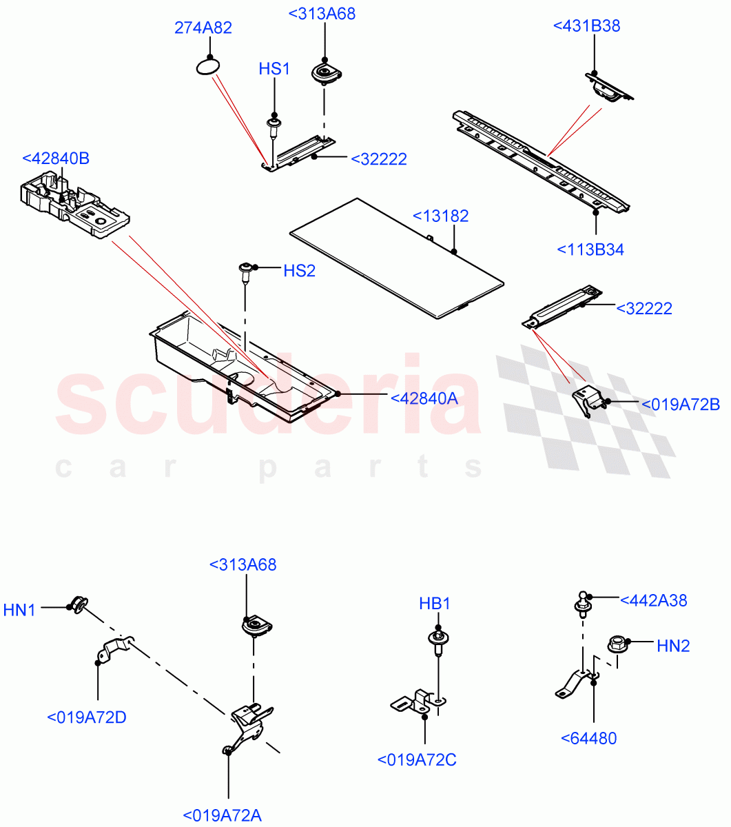 Load Compartment Trim (Nitra Plant Build, Floor) (With Third Row Power Folding Seat, With 7 Seat Configuration, With 3rd Row Double Seat) ((V) FROMK2000001) of Land Rover Land Rover Discovery 5 (2017+) [3.0 Diesel 24V DOHC TC]