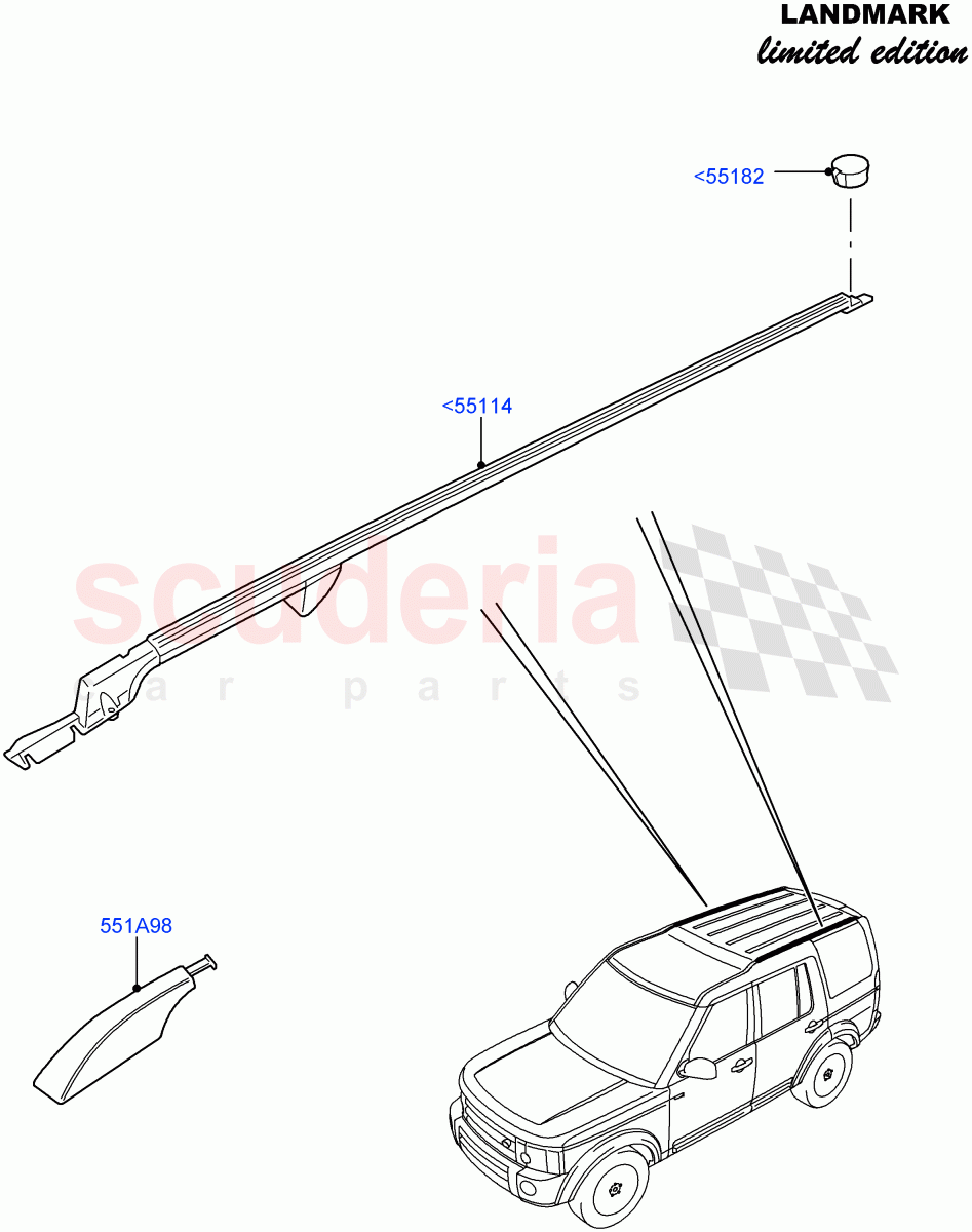 Roof Rack Systems(Landmark Limited Edition,Roof Rails - Extended)((V)FROMBA000001) of Land Rover Land Rover Discovery 4 (2010-2016) [3.0 Diesel 24V DOHC TC]