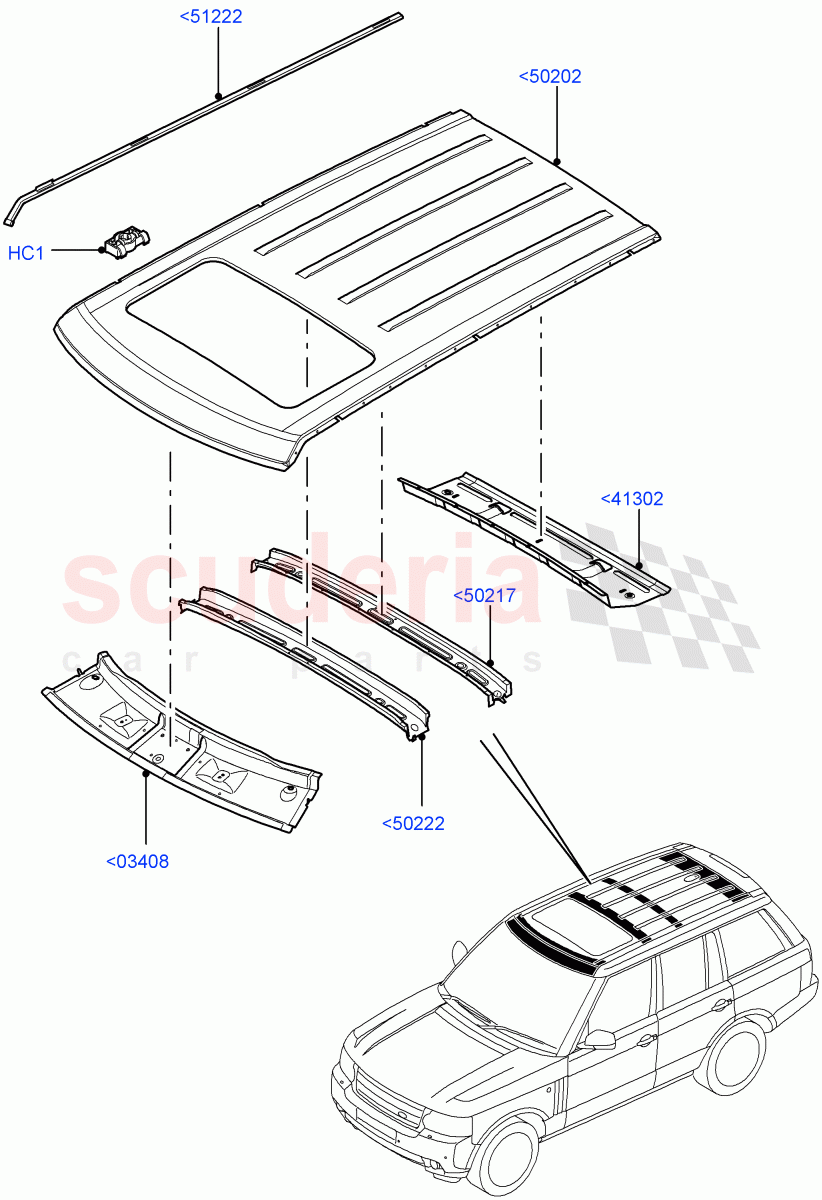 Roof - Sheet Metal(Less Armoured)((V)FROMAA000001) of Land Rover Land Rover Range Rover (2010-2012) [5.0 OHC SGDI SC V8 Petrol]