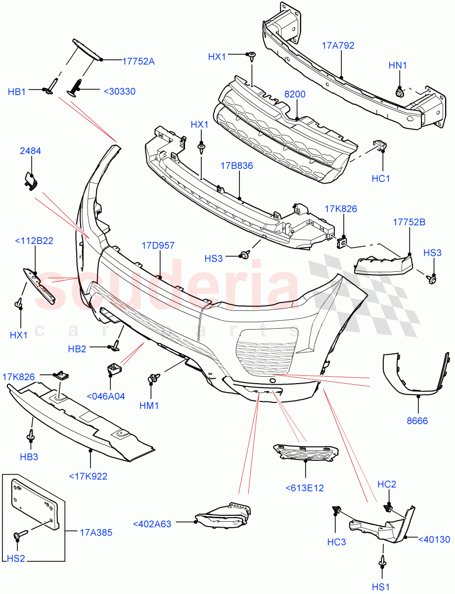 Radiator Grille And Front Bumper(Changsu (China))((V)FROMGG134738) of Land Rover Land Rover Range Rover Evoque (2012-2018) [2.0 Turbo Petrol AJ200P]