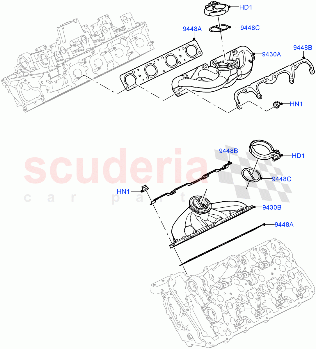 Exhaust Manifold(4.4 V8 Turbo Petrol (NC10)) of Land Rover Land Rover Range Rover (2022+) [4.4 V8 Turbo Petrol NC10]