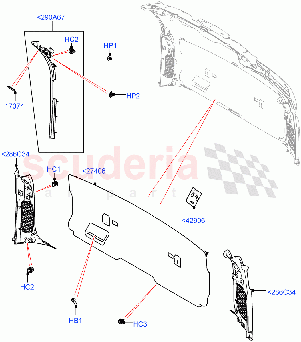 Back Door/Tailgate Trim Panels(Solihull Plant Build)((V)FROMHA000001) of Land Rover Land Rover Discovery 5 (2017+) [2.0 Turbo Diesel]