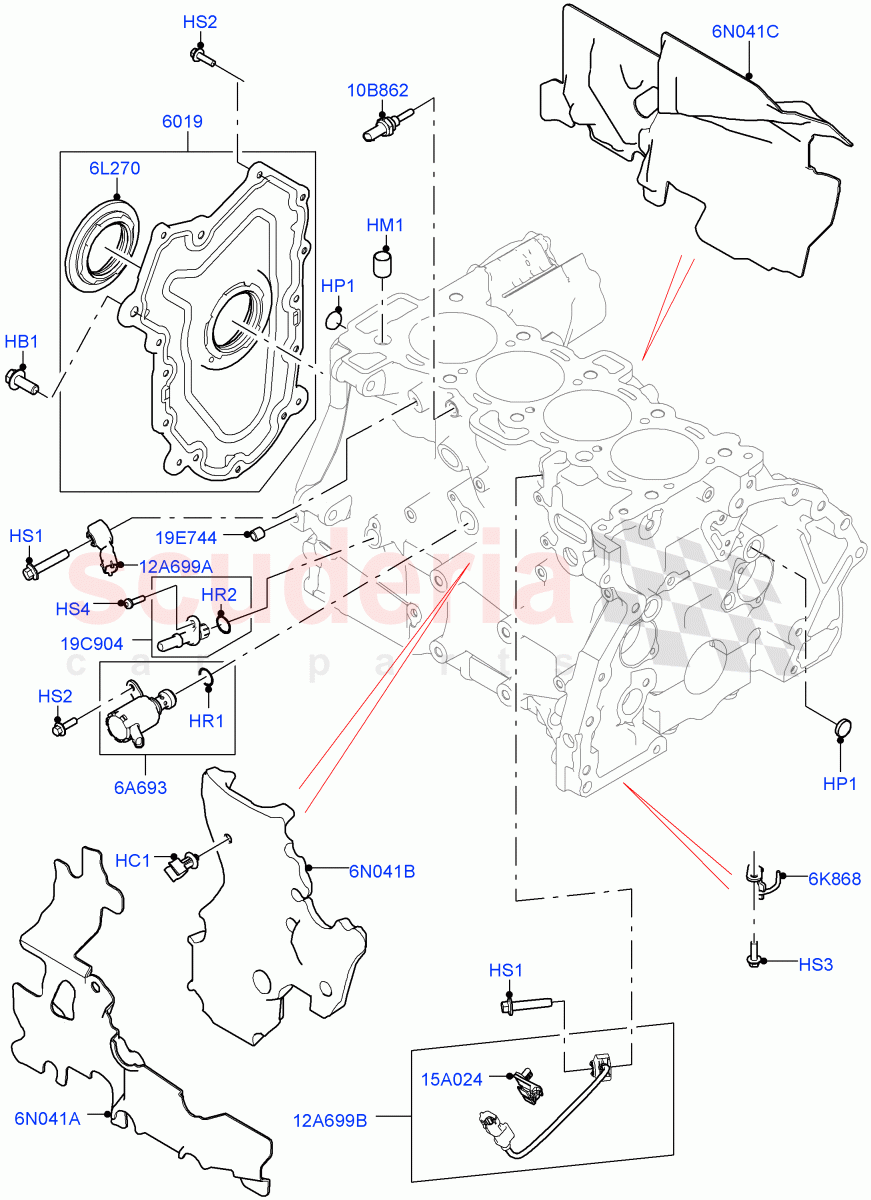 Cylinder Block And Plugs(2.0L I4 High DOHC AJ200 Petrol,Changsu (China),2.0L I4 Mid DOHC AJ200 Petrol) of Land Rover Land Rover Discovery Sport (2015+) [2.0 Turbo Petrol AJ200P]