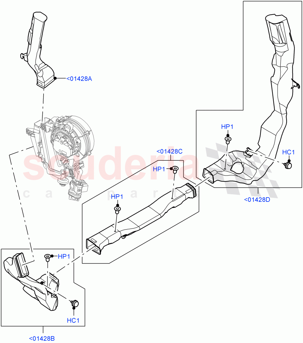 Air Vents, Louvres And Ducts(Internal Components, 3rd Row)(Standard Wheelbase,3 Zone Air Conditioning + Chiller) of Land Rover Land Rover Defender (2020+) [2.0 Turbo Petrol AJ200P]