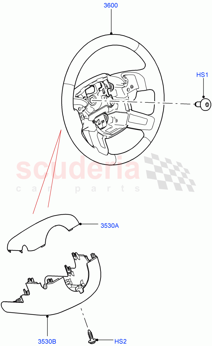 Steering Wheel (Solihull Plant Build) ((V) FROMHA000001) of Land Rover Land Rover Discovery 5 (2017+) [2.0 Turbo Petrol AJ200P]