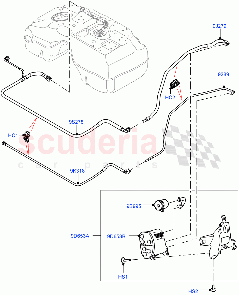 Carbon Canister(2.0L AJ20P4 Petrol E100 PTA,Itatiaia (Brazil),Fuel Tank Filler Neck - Unleaded)((V)FROMLT000001) of Land Rover Land Rover Discovery Sport (2015+) [2.0 Turbo Petrol AJ200P]