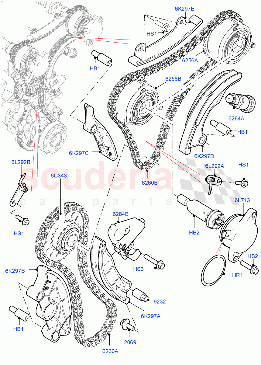 Timing Gear (2.0L AJ20P4 Petrol High PTA, Halewood (UK), 2.0L AJ20P4 Petrol E100 PTA, 2.0L AJ20P4 Petrol Mid PTA) of Land Rover Land Rover Range Rover Evoque (2019+) [2.0 Turbo Petrol AJ200P]