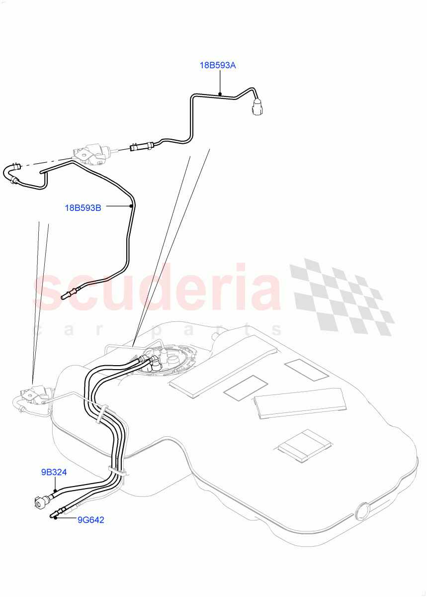 Fuel Lines (Rear) (2.0L I4 DSL MID DOHC AJ200, 2.0L I4 DSL HIGH DOHC AJ200) ((V) FROMGH000001) of Land Rover Land Rover Discovery Sport (2015+) [2.0 Turbo Diesel]
