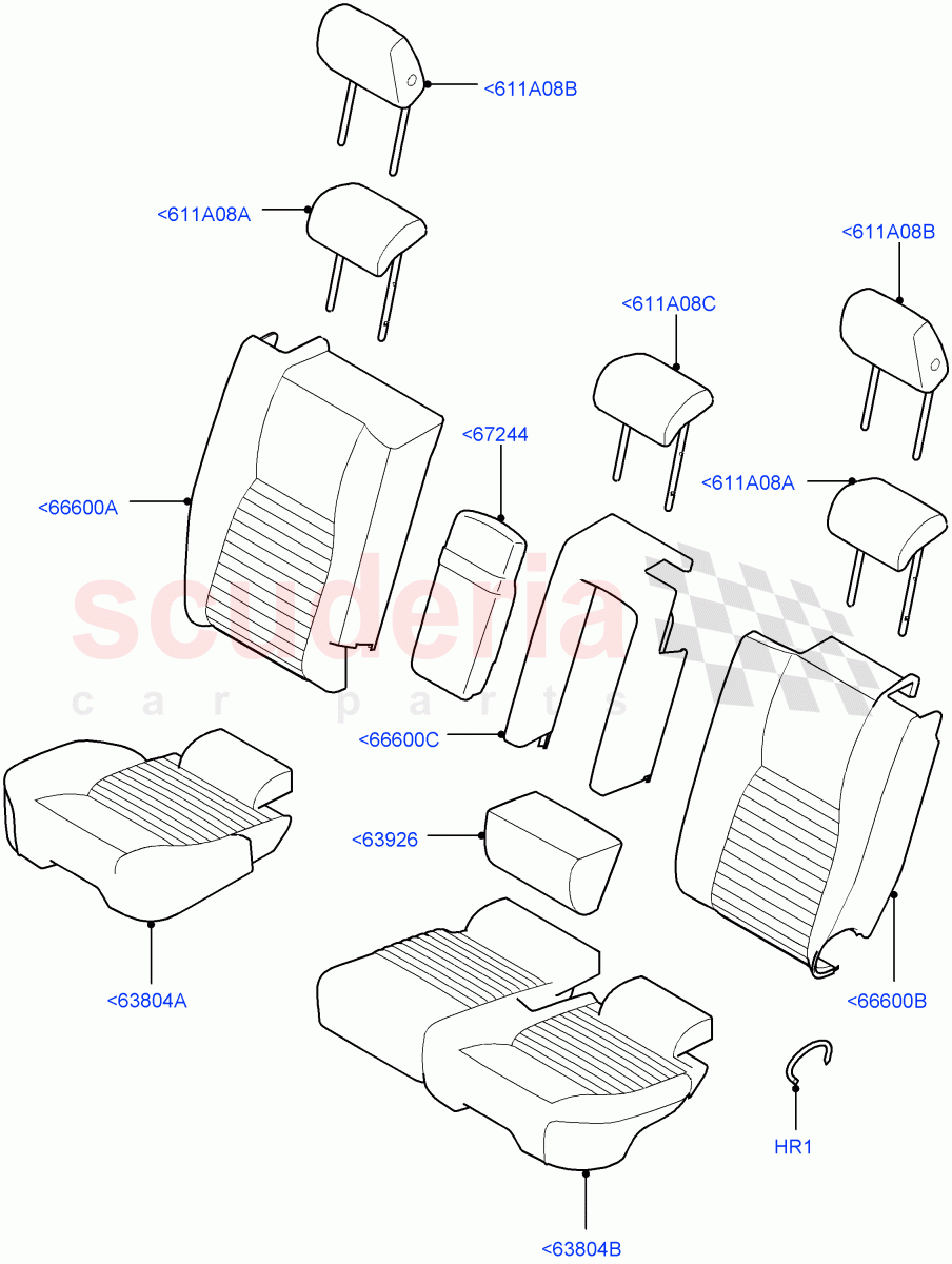 Rear Seat Covers(Taurus Leather Perforated,Halewood (UK),60/40 Load Through With Slide)((V)TOKH999999) of Land Rover Land Rover Discovery Sport (2015+) [2.0 Turbo Petrol AJ200P]