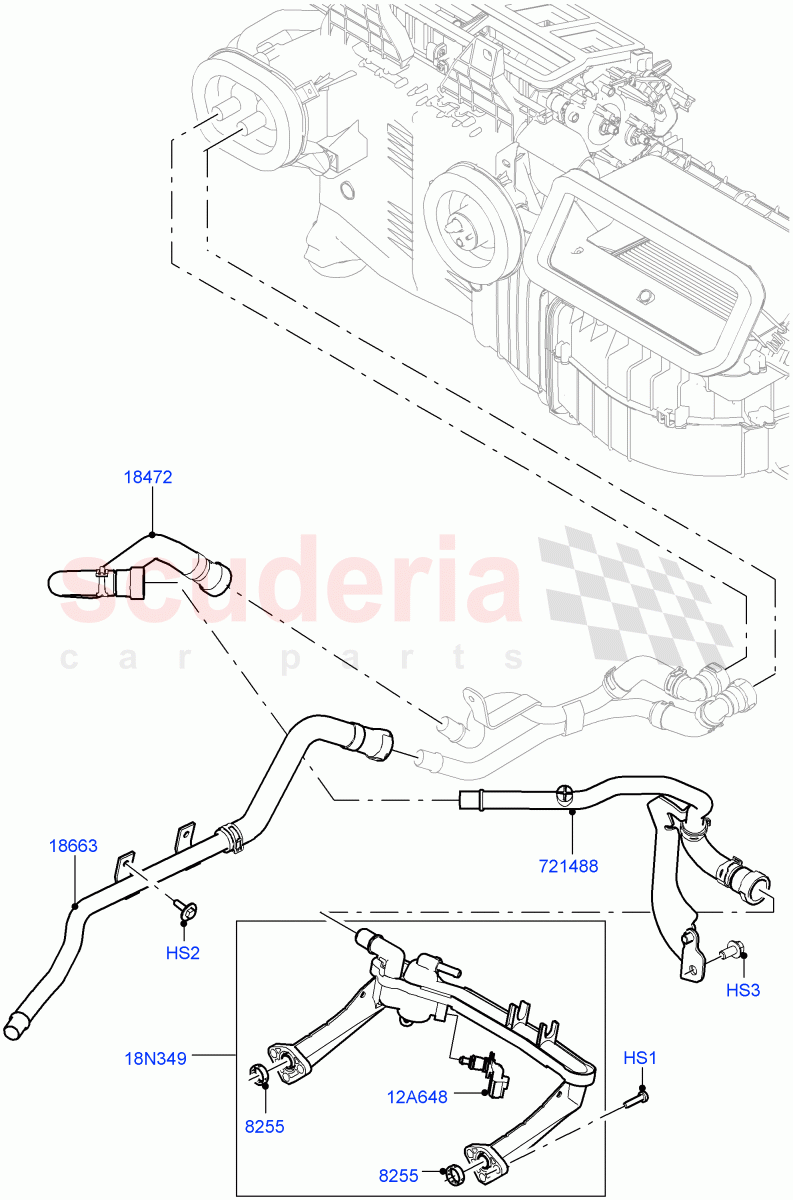 Heater Hoses(Front)(3.0L DOHC GDI SC V6 PETROL,With Fresh Air Heater,With Ptc Heater,Less Heater) of Land Rover Land Rover Range Rover Sport (2014+) [3.0 DOHC GDI SC V6 Petrol]