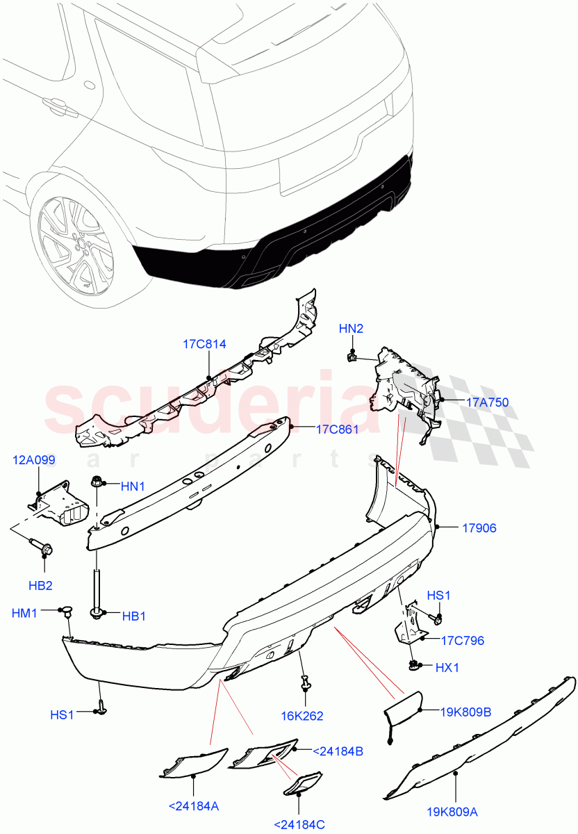 Rear Bumper(Nitra Plant Build)((V)FROMK2000001,(V)TOL2999999) of Land Rover Land Rover Discovery 5 (2017+) [3.0 I6 Turbo Petrol AJ20P6]