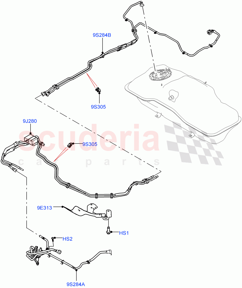 Fuel Lines(1.5L AJ20P3 Petrol High PHEV,Halewood (UK))((V)FROMLH000001) of Land Rover Land Rover Discovery Sport (2015+) [1.5 I3 Turbo Petrol AJ20P3]