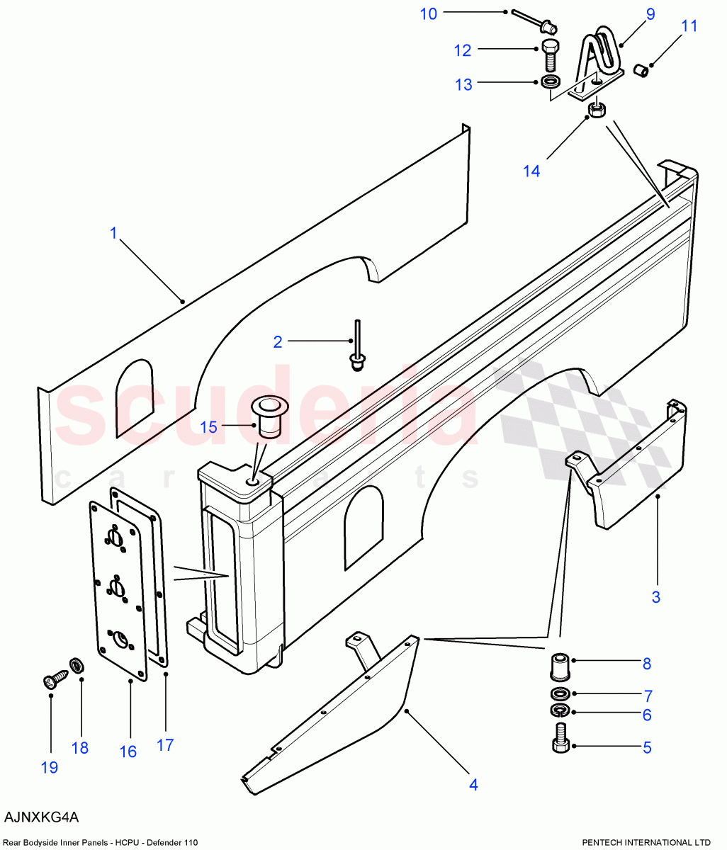 Rear Body Lower - Inner Panels (High Capacity Pick Up, 110" Wheelbase, Crew Cab HCPU, 130" Wheelbase) ((V) FROM7A000001) of Land Rover Land Rover Defender (2007-2016)