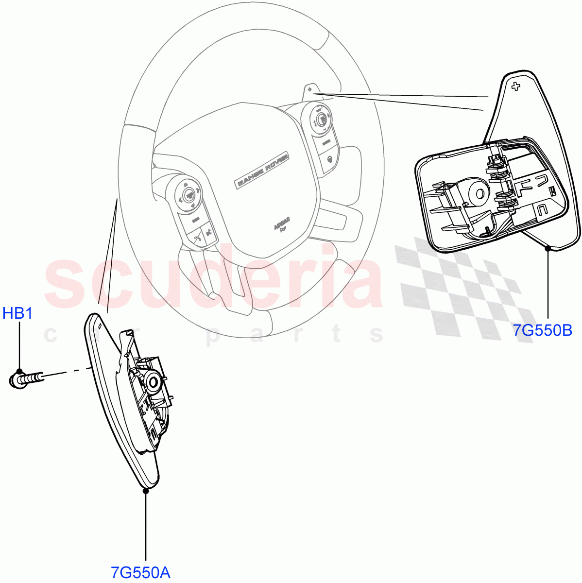 Gear Change-Automatic Transmission(Steering Wheel, Solihull Plant Build)(3.0L AJ20P6 Petrol PHEV,8HP Gen3 Hybrid Trans,Paddle Shift,Paddle Shift - Noble)((V)FROMJA000001) of Land Rover Land Rover Range Rover Sport (2014+) [2.0 Turbo Diesel]