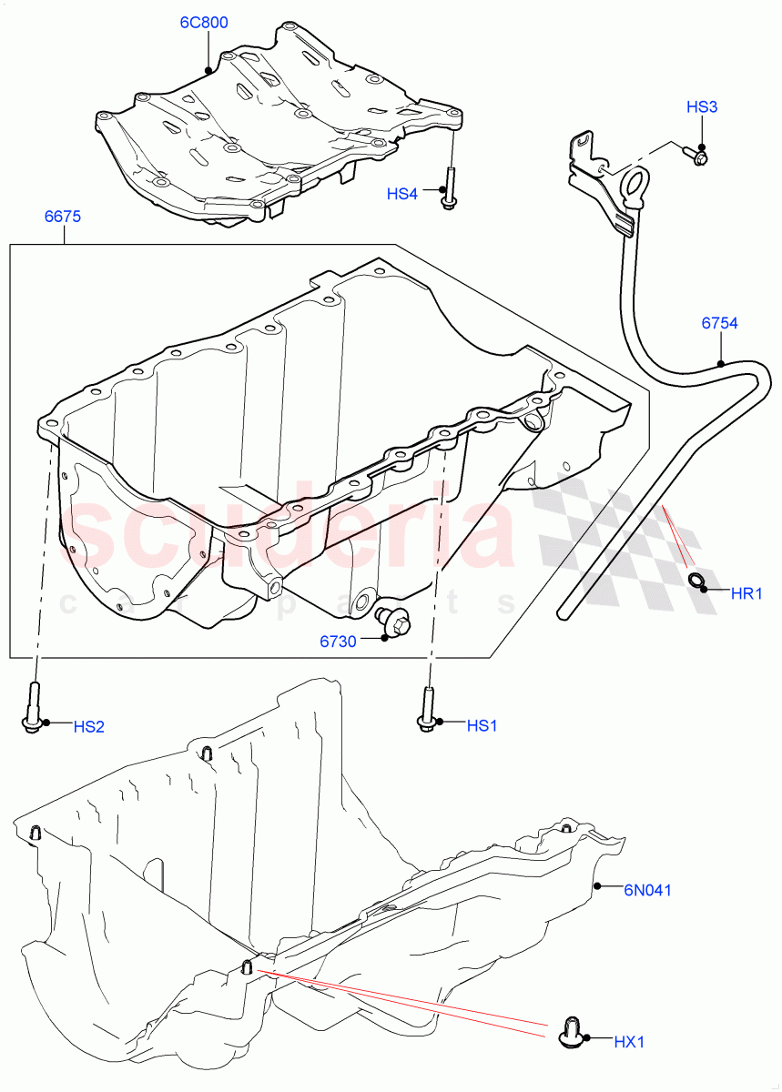 Oil Pan/Oil Level Indicator(Nitra Plant Build)(2.0L I4 DSL HIGH DOHC AJ200)((V)FROMK2000001) of Land Rover Land Rover Defender (2020+) [2.0 Turbo Diesel]