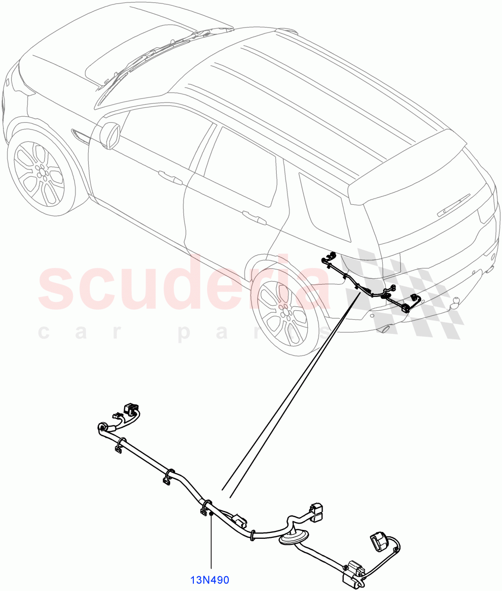 Electrical Wiring - Body And Rear(Towing)(Halewood (UK),T/Tow Hitch Prep - ROW,Tow Hitch Elec Deployable Swan Neck,X-Bar Detachable Tow Ball - 13 Pin,With X-Bar Trailer Prep - NAS) of Land Rover Land Rover Discovery Sport (2015+) [1.5 I3 Turbo Petrol AJ20P3]