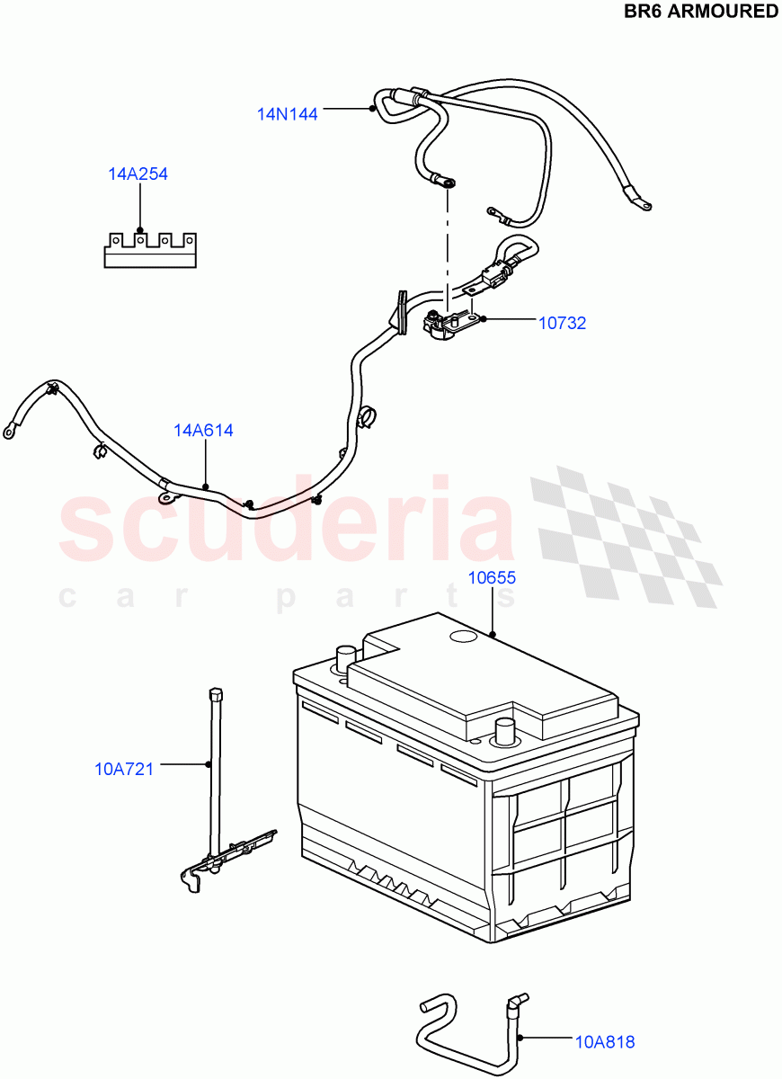 Battery And Mountings(With B6 Level Armouring)((V)FROMAA000001) of Land Rover Land Rover Range Rover (2010-2012) [3.6 V8 32V DOHC EFI Diesel]