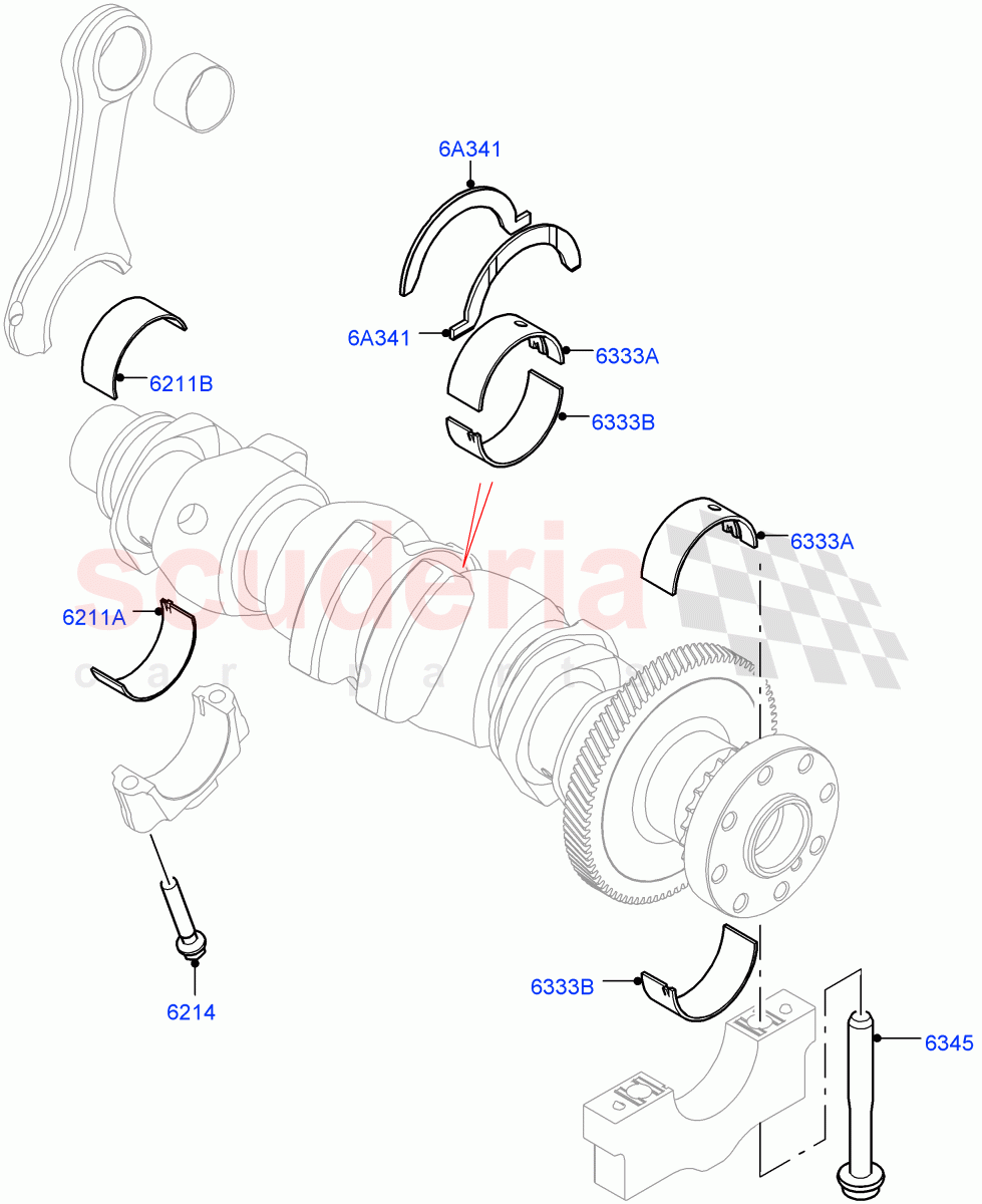 Crankshaft/Pistons And Bearings (2.0L I4 DSL MID DOHC AJ200, Itatiaia (Brazil), 2.0L I4 DSL HIGH DOHC AJ200) ((V) FROMGT000001) of Land Rover Land Rover Discovery Sport (2015+) [2.0 Turbo Diesel]