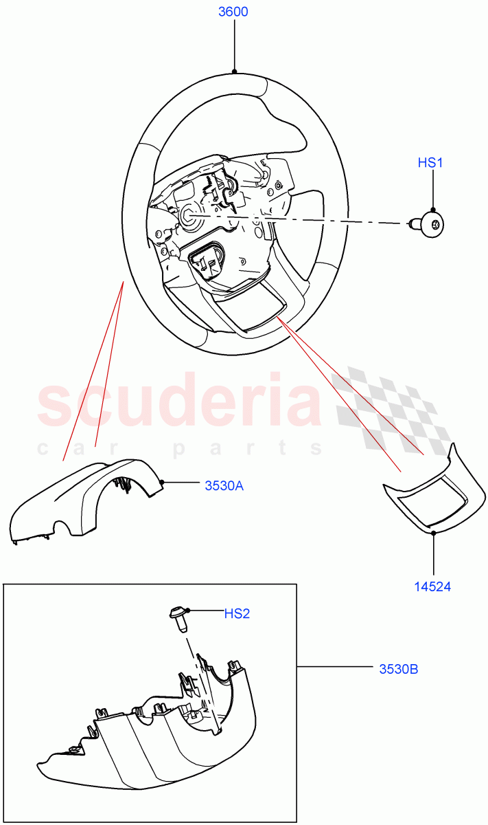 Steering Wheel (Halewood (UK)) ((V) TOLH999999) of Land Rover Land Rover Range Rover Evoque (2019+) [2.0 Turbo Petrol AJ200P]