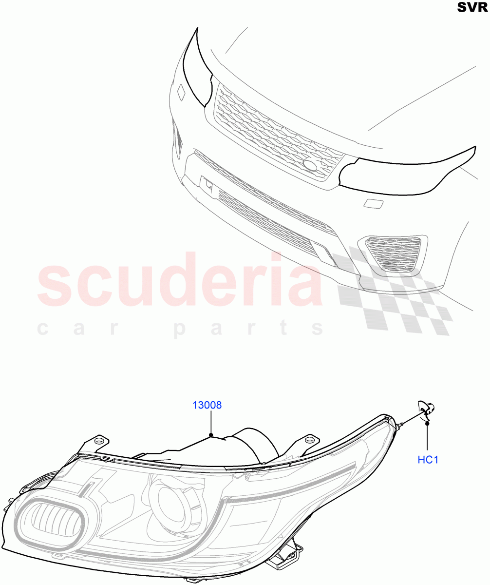 Headlamps And Front Flasher Lamps(SVR Version,SVR)((V)FROMFA000001) of Land Rover Land Rover Range Rover Sport (2014+) [3.0 I6 Turbo Petrol AJ20P6]