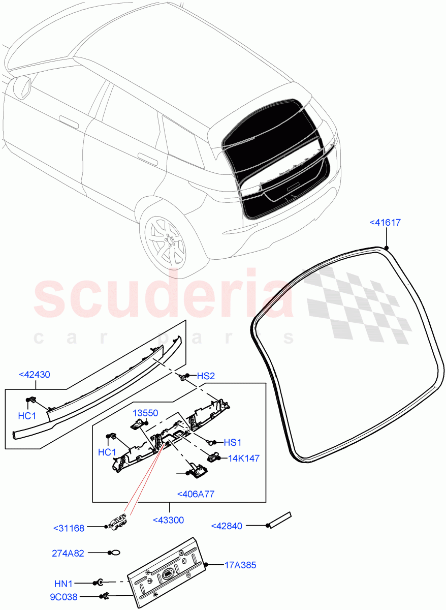 Luggage Compartment Door(Weatherstrips And Seals)(Itatiaia (Brazil)) of Land Rover Land Rover Range Rover Evoque (2019+) [1.5 I3 Turbo Petrol AJ20P3]