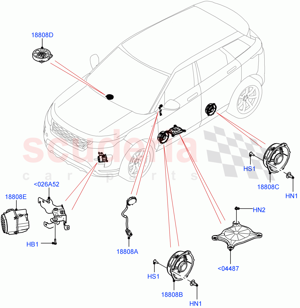 Speakers(Changsu (China),Standard Audio (Base)) of Land Rover Land Rover Range Rover Evoque (2019+) [2.0 Turbo Petrol AJ200P]