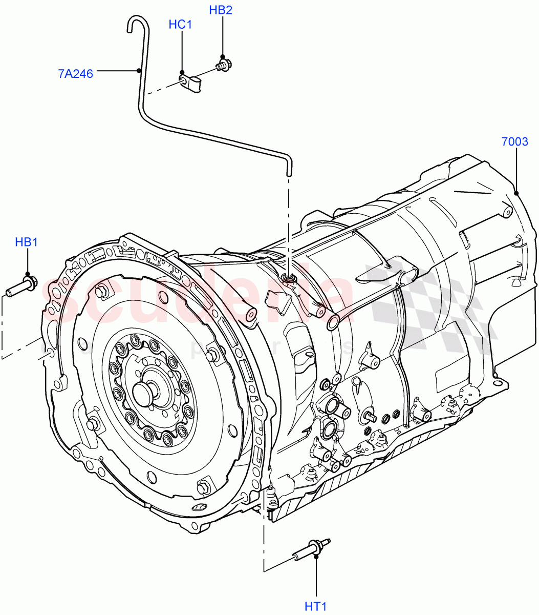 Auto Trans Assy & Speedometer Drive(5.0L OHC SGDI SC V8 Petrol - AJ133,8 Speed Auto Trans ZF 8HP70 4WD,3.0L DOHC GDI SC V6 PETROL,5.0L OHC SGDI NA V8 Petrol - AJ133,5.0 Petrol AJ133 DOHC CDA,5.0L P AJ133 DOHC CDA S/C Enhanced)((V)FROMCA000001) of Land Rover Land Rover Range Rover Sport (2014+) [3.0 Diesel 24V DOHC TC]