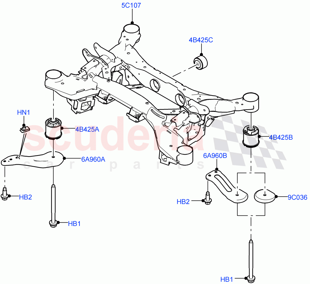 Rear Cross Member & Stabilizer Bar(Crossmember) of Land Rover Land Rover Range Rover Velar (2017+) [2.0 Turbo Diesel AJ21D4]