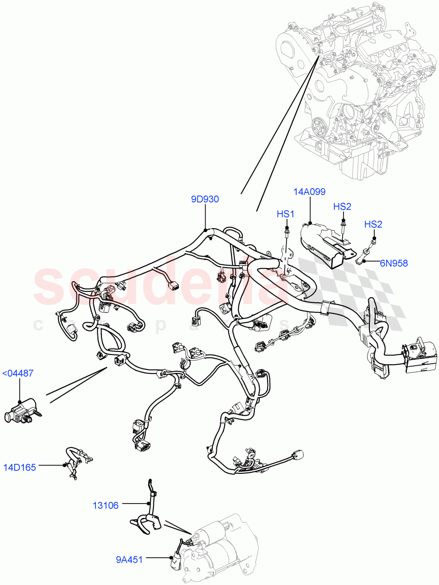 Electrical Wiring - Engine And Dash(3.0 V6 Diesel Electric Hybrid Eng)((V)FROMFA000001) of Land Rover Land Rover Range Rover Sport (2014+) [3.0 I6 Turbo Diesel AJ20D6]