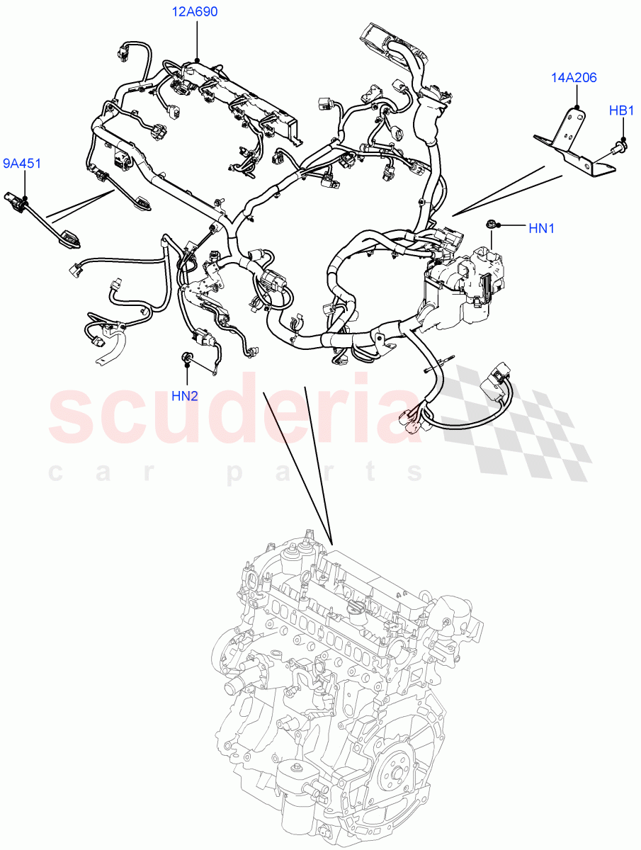 Electrical Wiring - Engine And Dash(Engine)(2.0L I4 DSL MID DOHC AJ200,Itatiaia (Brazil))((V)FROMGT000001,(V)TOHT999999) of Land Rover Land Rover Range Rover Evoque (2012-2018) [2.0 Turbo Diesel]