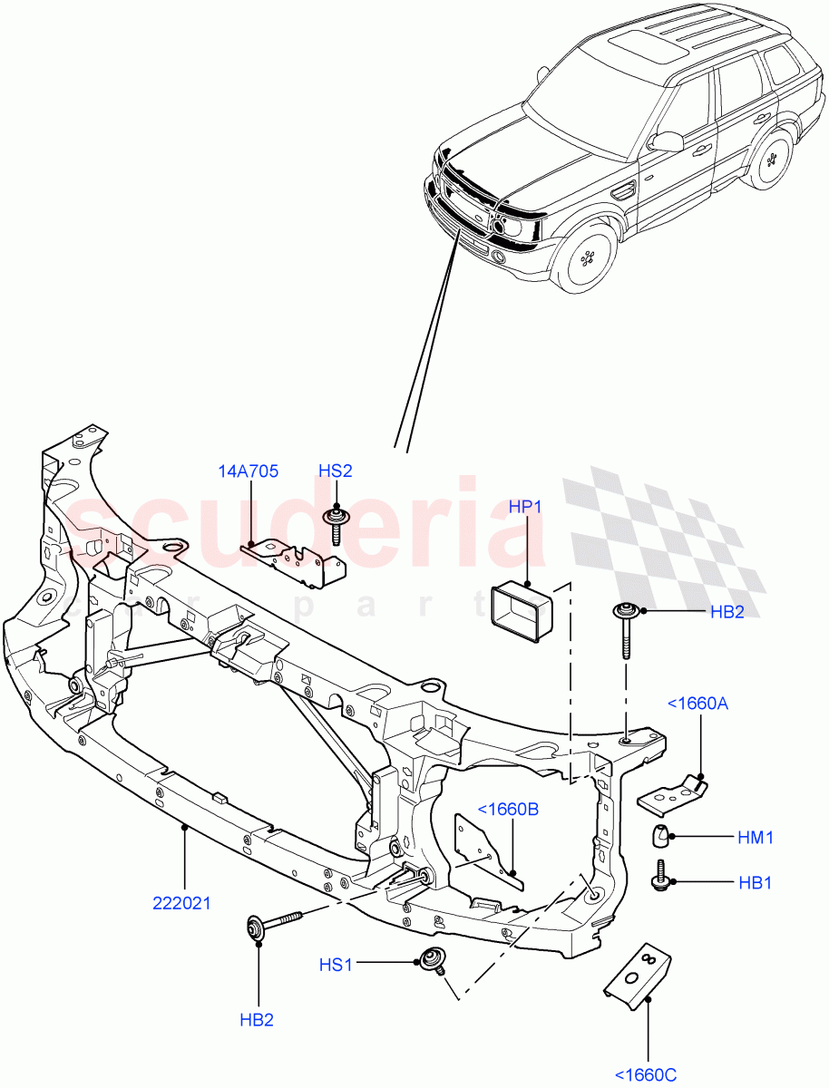 Front Panels, Aprons & Side Members(Front End Carrier)((V)FROMAA000001) of Land Rover Land Rover Range Rover Sport (2010-2013) [3.0 Diesel 24V DOHC TC]