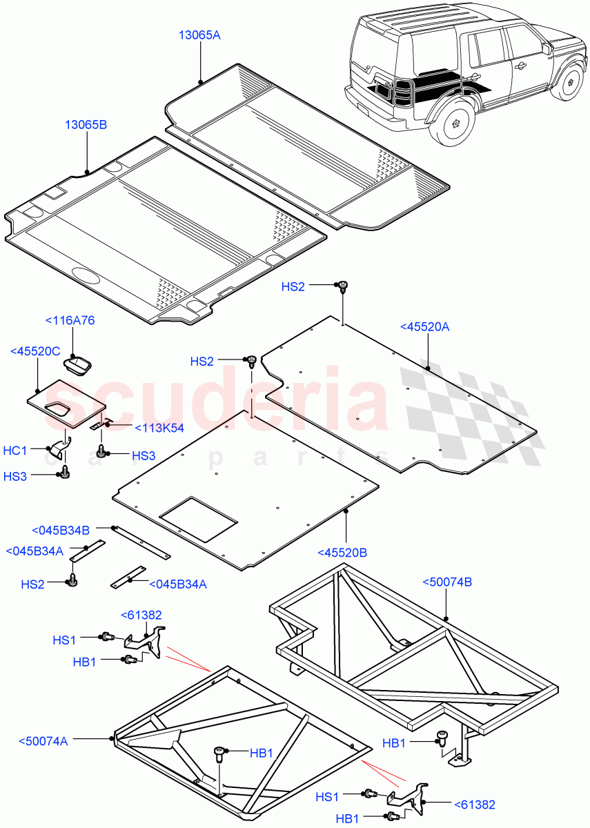 Load Compartment Trim(Commercial)(With 2 Seat Configuration)((V)FROMAA000001) of Land Rover Land Rover Discovery 4 (2010-2016) [3.0 Diesel 24V DOHC TC]