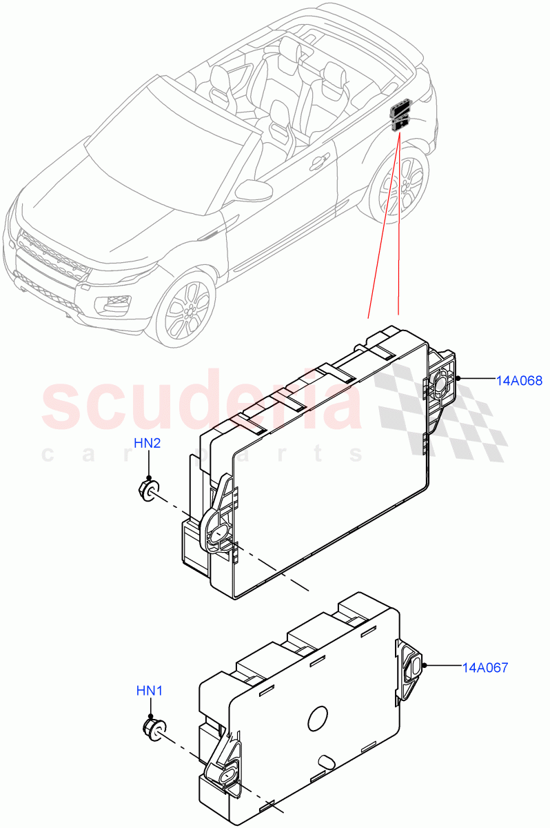 Fuses, Holders And Circuit Breakers(Rear)(2 Door Convertible,Halewood (UK))((V)FROMGH000001) of Land Rover Land Rover Range Rover Evoque (2012-2018) [2.0 Turbo Diesel]